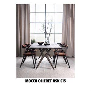 AMELIA LANG SPISEBORD - MESSINGDETALJER - MASSIV MOCCA OLIERET ASK  - FLERE STØRRELSER